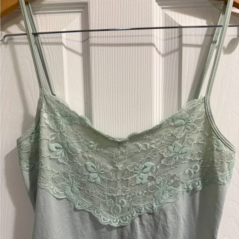 Studio Y Green Lace Chemise Tank Top Y2K 90s Bella Swan Vampire Diaries